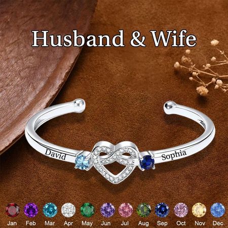 Personalisiertes Paar-Geburtssteinarmband - Für immer zusammen - Universalgröße